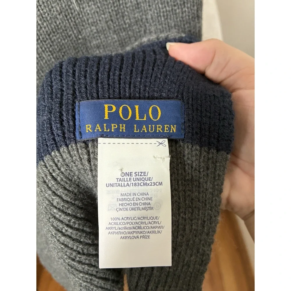Polo Ralph Lauren Knit Rectangular Scarf One Size Preppy Quite Luxury
